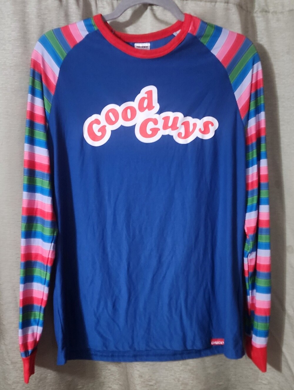 Chucky Short Sleeve Tee in Blue with Red Trim - Women’s